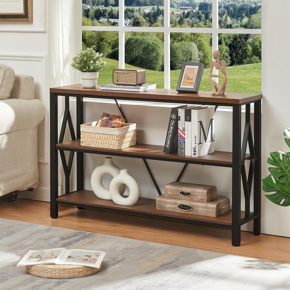 HOMISSUE Sofa Console Table, Rustic Console Table with 3-Tier Storage, Engine...