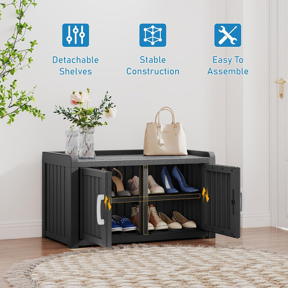 NUNU LAB Shoe Cabinet, Waterproof UV-Resistant Shoe Storage Cabinet with Adju...