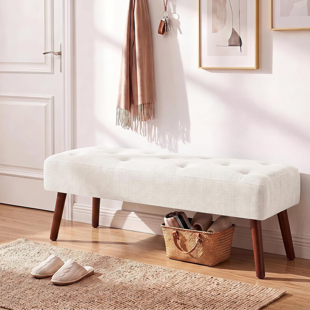Furniliving 44 Inch Bedroom Bench, Modern Ottoman End of Bed Bench, Upholster...