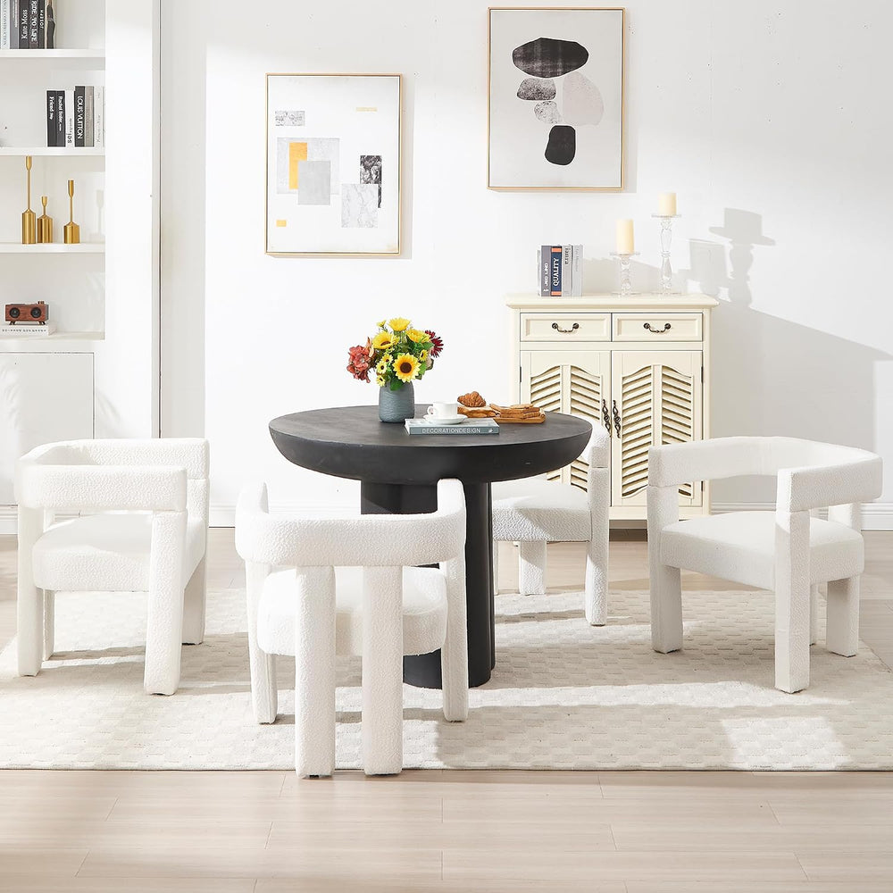 Modern Dining Chair Set of 6 Living Room Chairs,Upholstered Barrel Chair | bo...