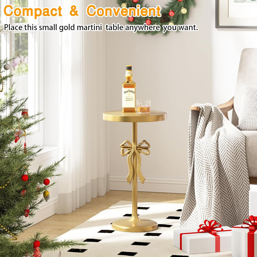 Gold Drink Table, Metal Martini Side Table - 11.9" x21.7'', Gold...