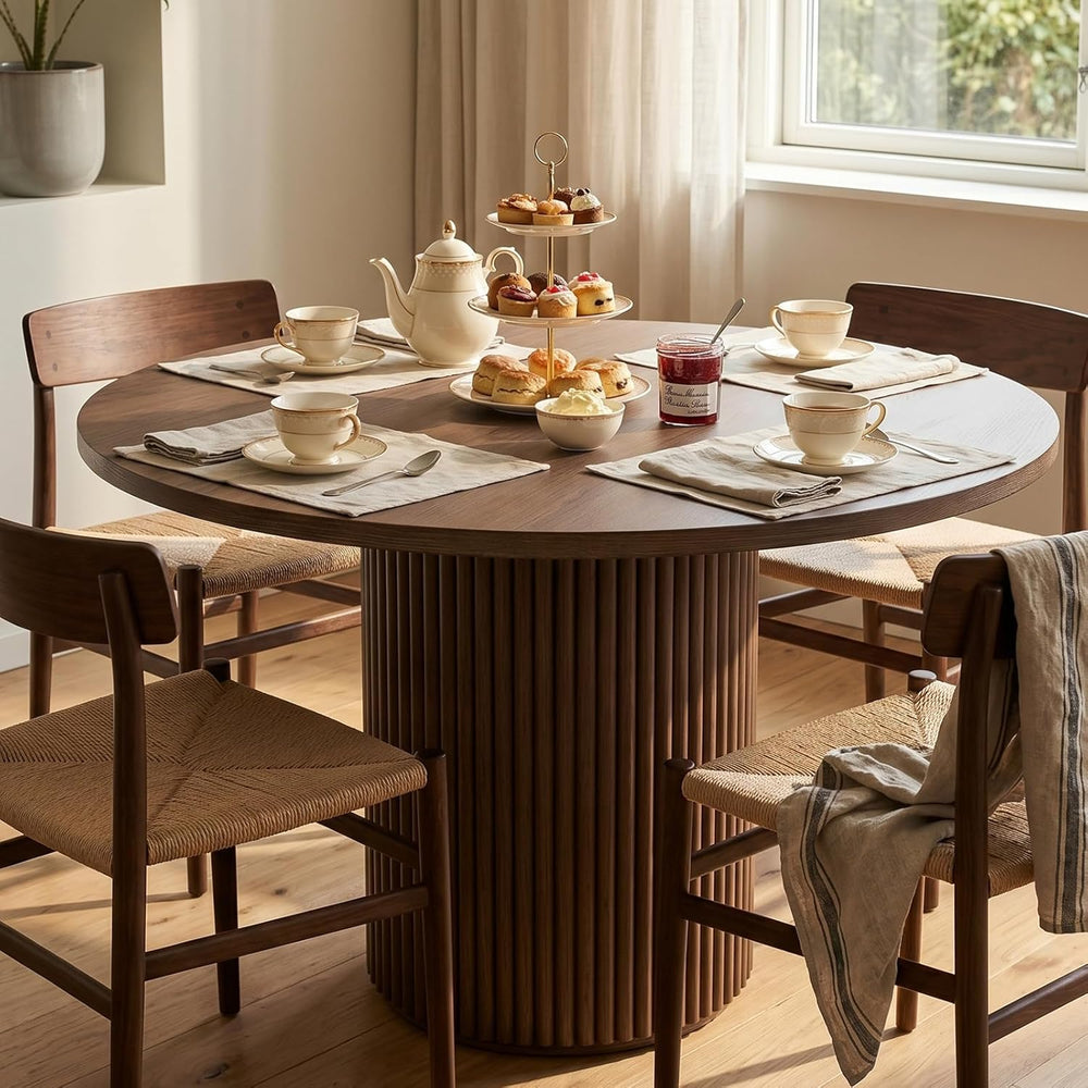 Comfy to go 40 inch Round Dining Table, Pedestal Dining Table with Concrete C...
