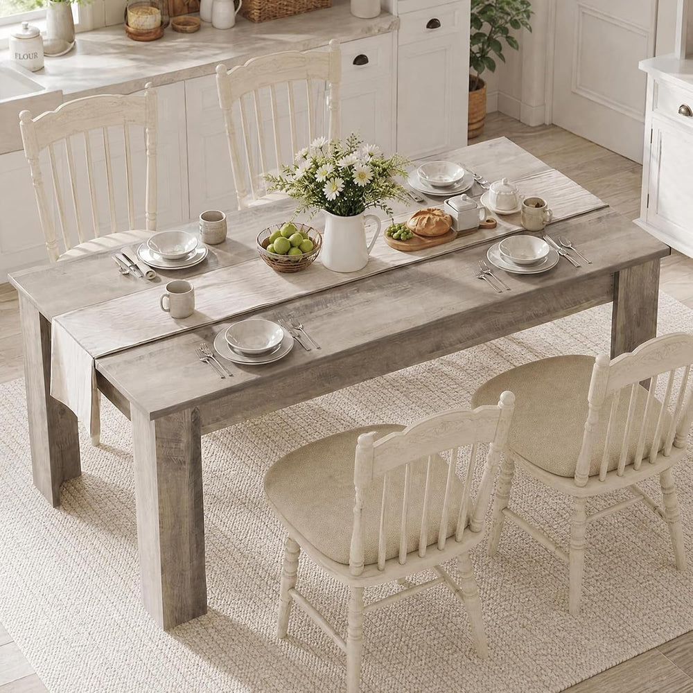 CABIHOME 63" Rectangular Dining Table for 4-6, Farmhouse Large Kitchen T...