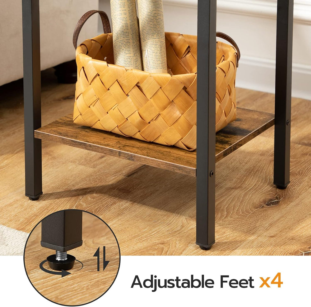 HOOBRO Tall Nightstand, End Table with 2 Drawers and Storage Shelf, Industria...
