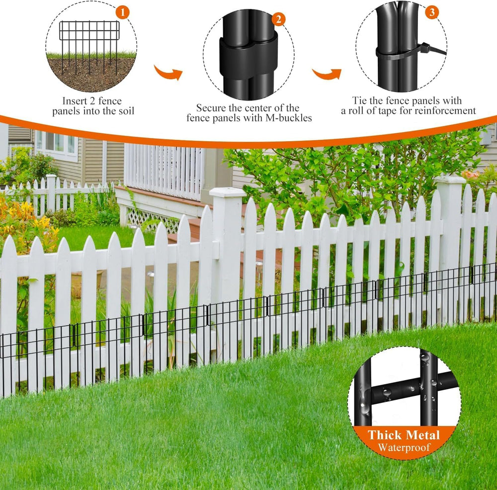 Garden Fence 26.7 FT x 17" H, Decorative Metal Border for Flower Beds