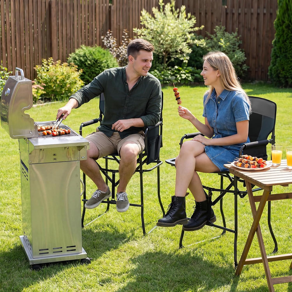 EVER ADVANCED Portable 30.7" Seat Height Tall Folding Camping Chair Dire...