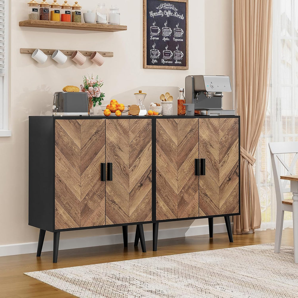 Iwell Storage Cabinet with 2 Shelves & Doors, Sideboard Buffet Cabinet wi...