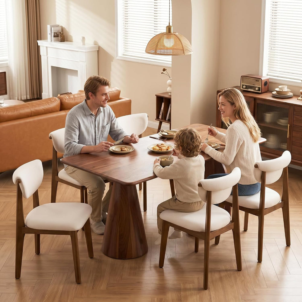 Dining Chairs Set of 6, Solid Rubberwood Kitchen Chairs with Lumbar Support H...