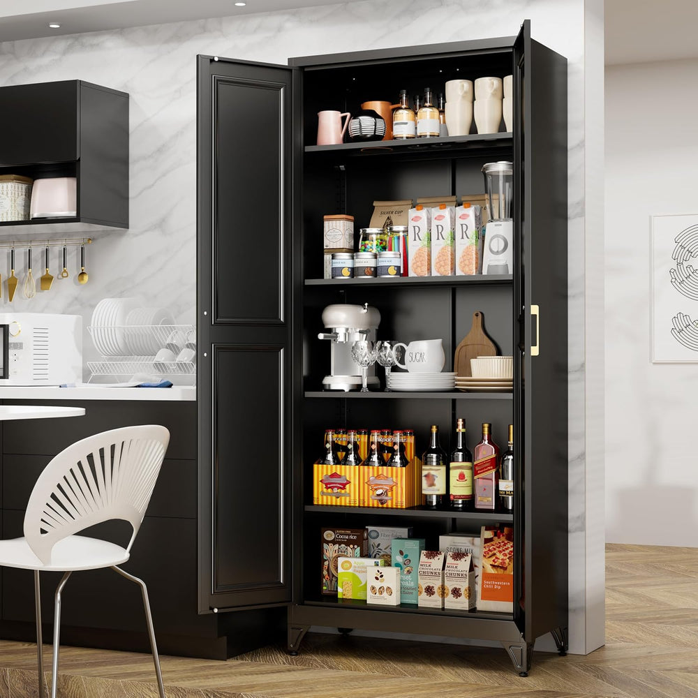 75" Tall Metal Storage Cabinet, Kitchen Pantry Storage Cabinets with Doo...