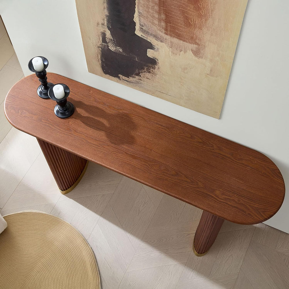 59.06" Narrow Console Table for Living Room with Unique Stainless Steel ...
