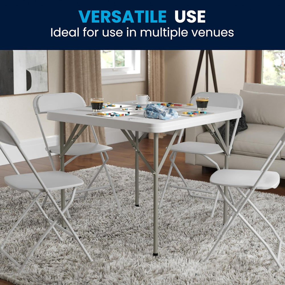 Flash Furniture Elon Square Plastic Folding Table, Portable Dining Card Table...