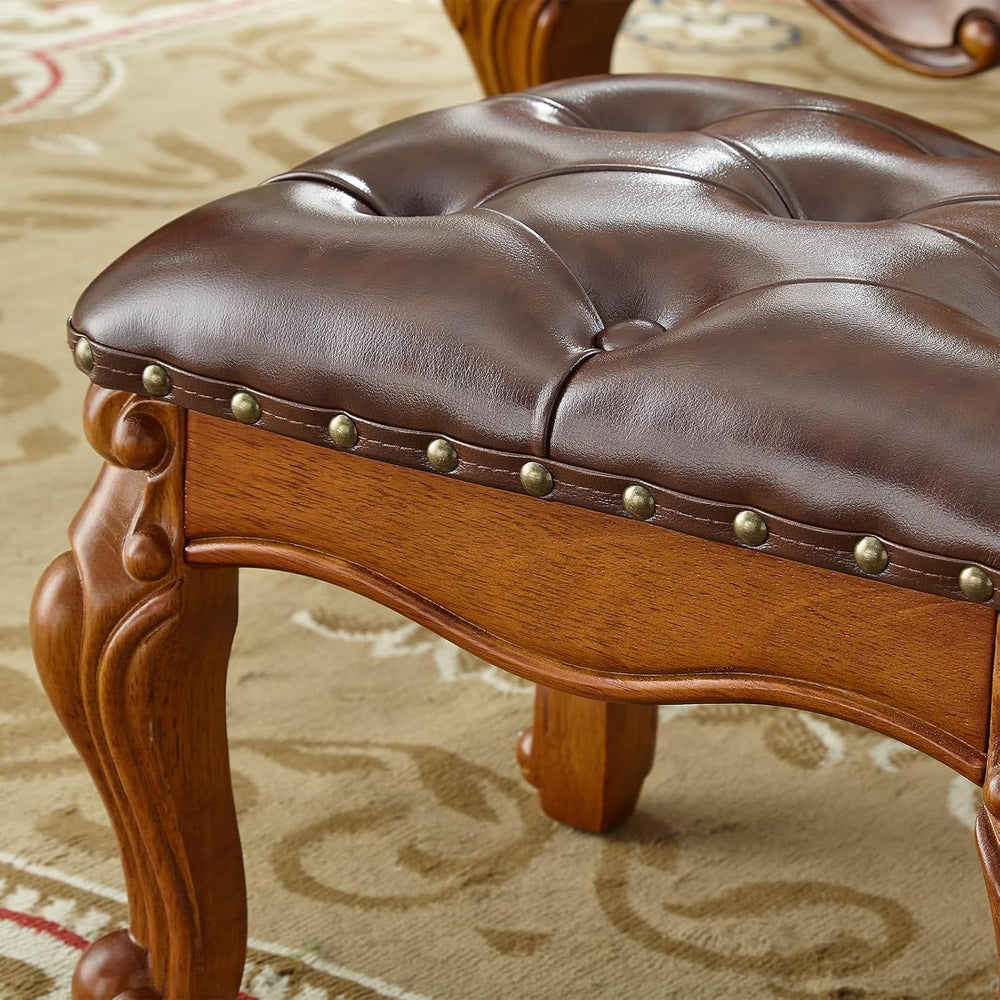 Foot Stool Ottoman Foot Rest Microfiber Leather Upholstered Footstool for Sof...