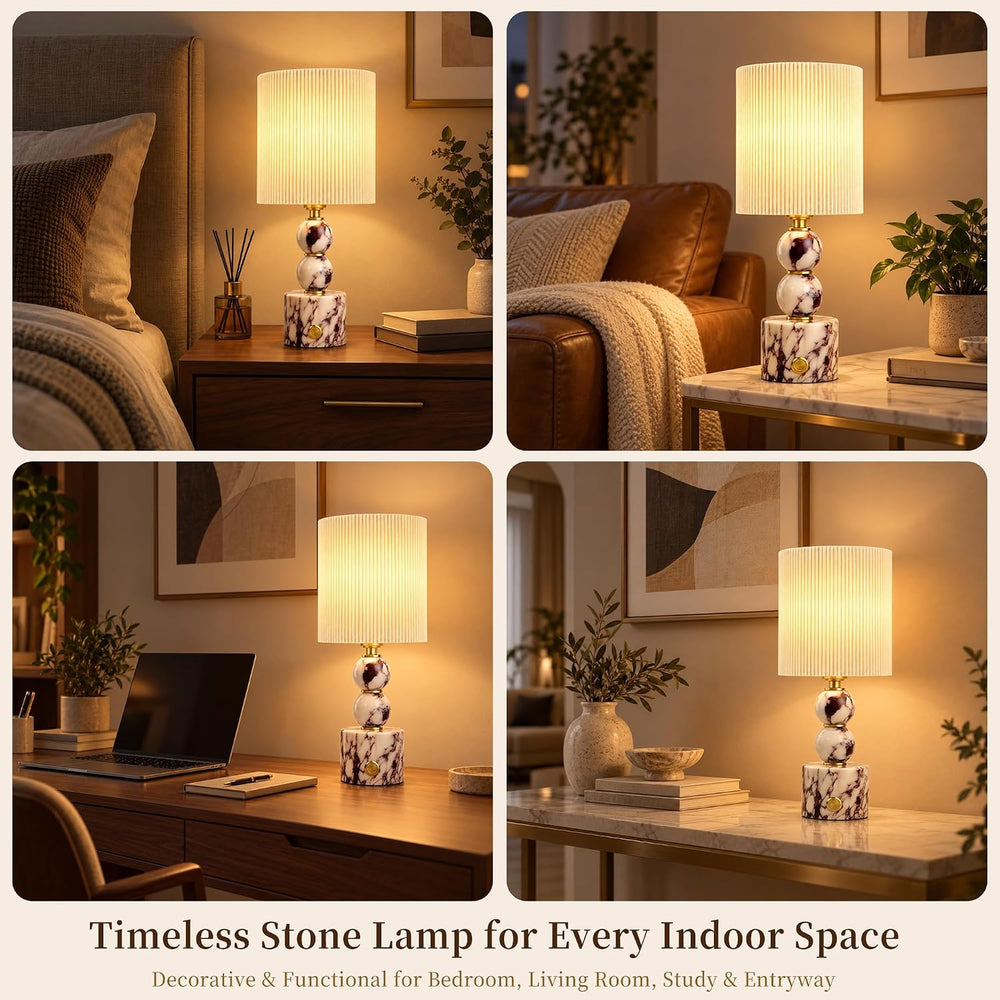 AOPO Marble Table Lamp Calacatta Natural Cordless lamp, Home Decor, 14.4"