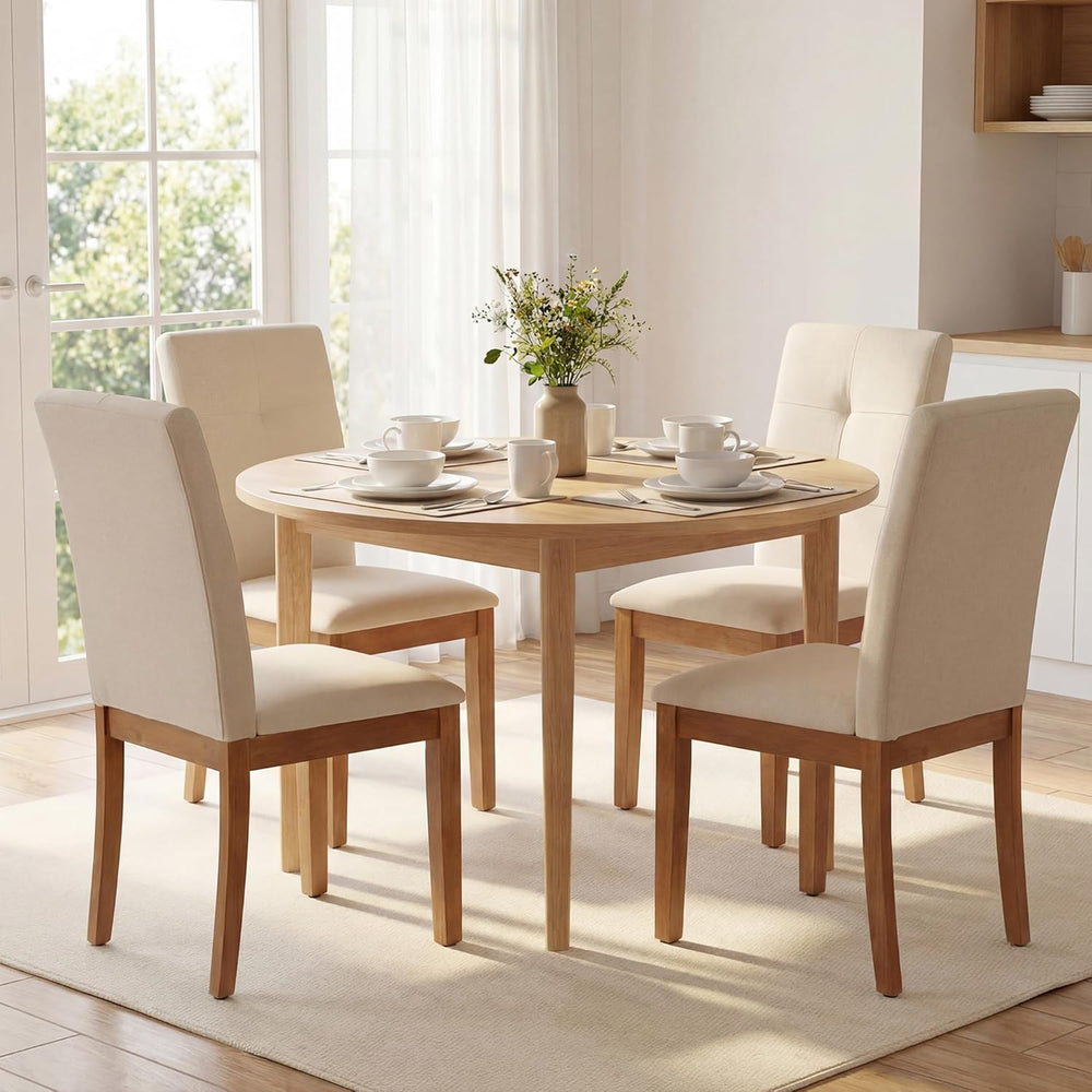 LSSBOUGHT Upholstered Kitchen & Dining Room Chairs with High Back, Linen ...