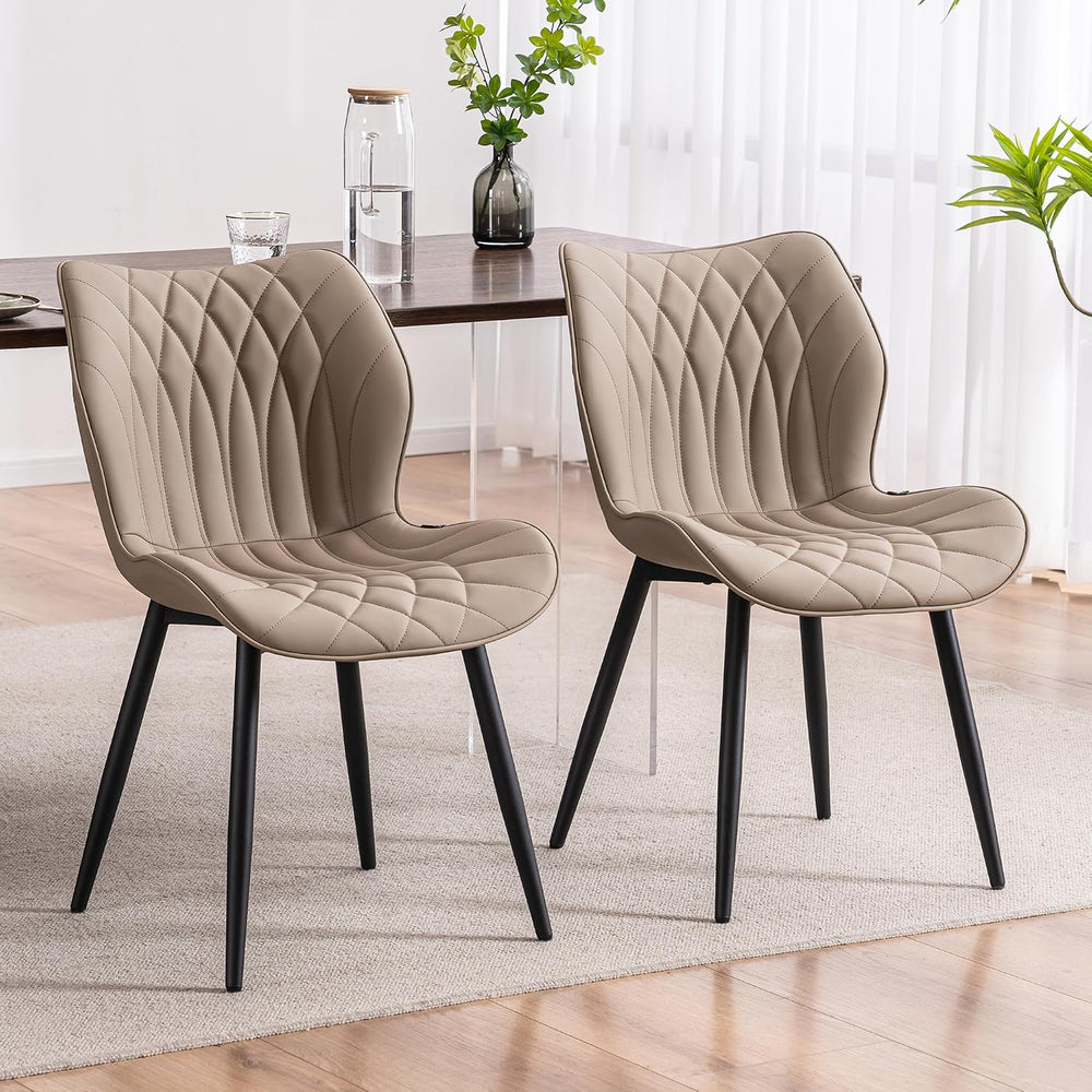 Kidol & Shellder Dining Chairs Set of 2, PU Leather Upholstered Kitchen C...