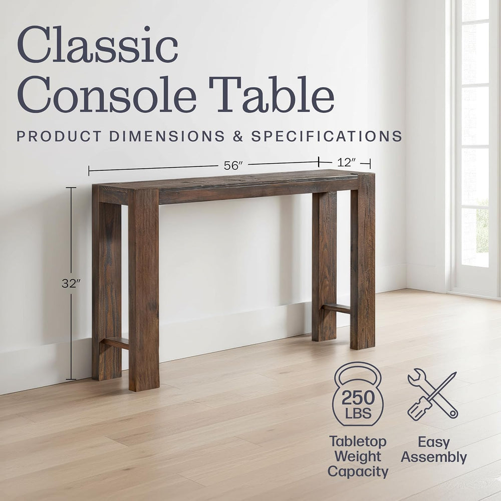 Alaterre Furniture Classic Solid Wood Console Table - 56 Inch Modern Farmhous...