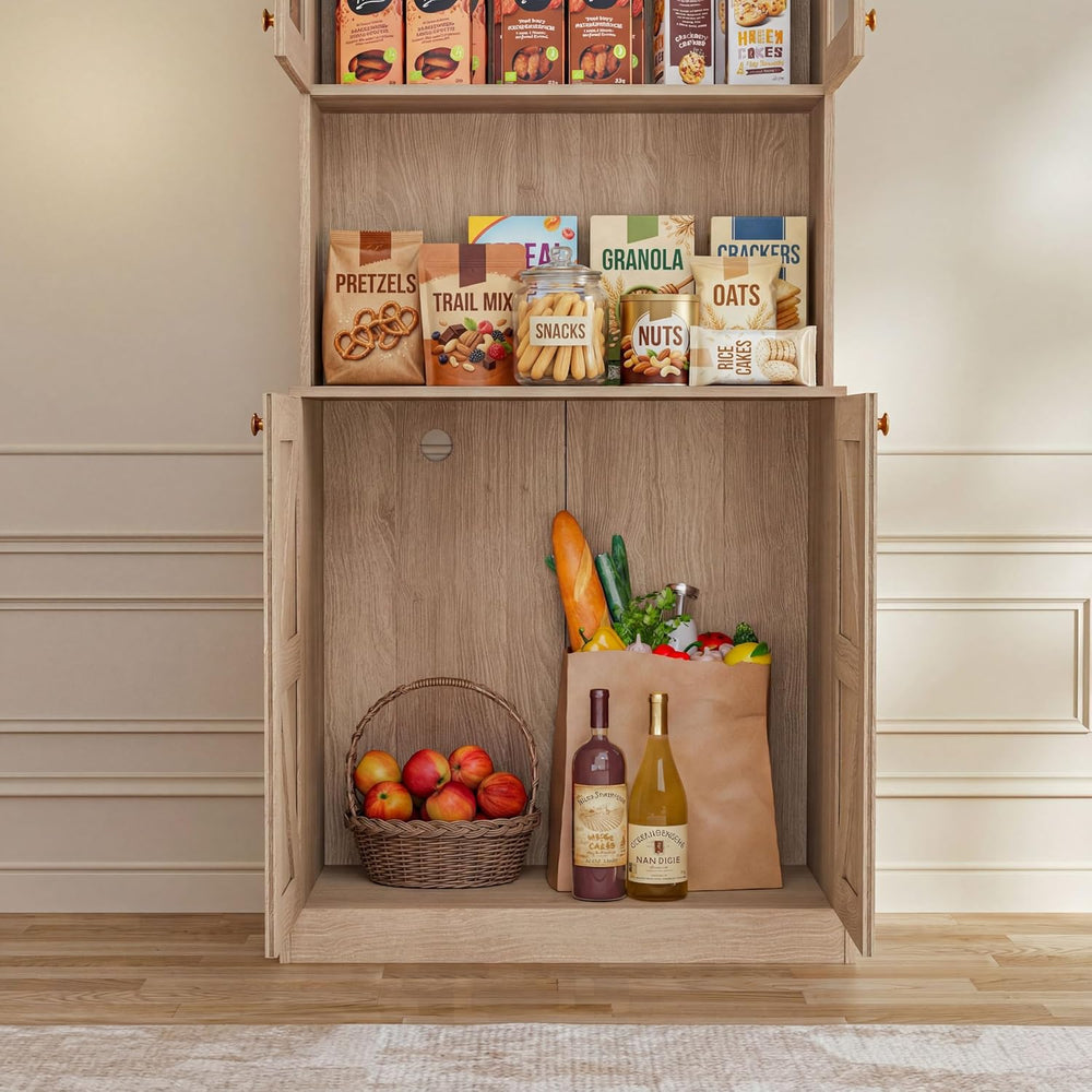 Vyre 71" Farmhouse Pantry Cabinet Set of 2, Rustic Brown Freestanding Co...