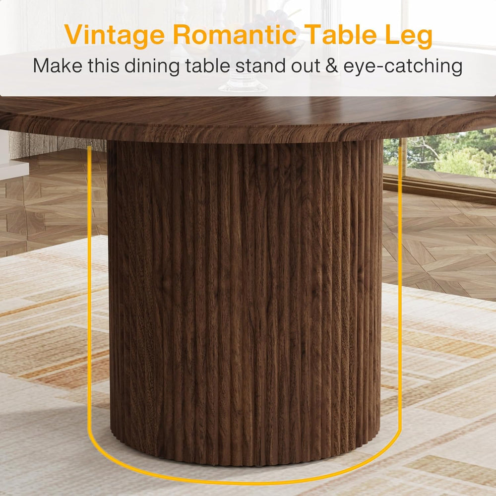 Tribesigns 47" Round Dining Table for 4, Farmhouse Kitchen Table with Me...