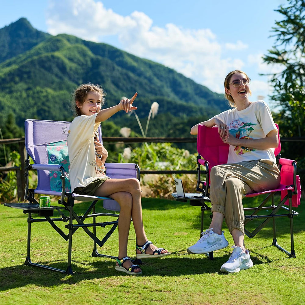 EVER ADVANCED Camping Directors' Chair with Side Table, Portable Folding ...