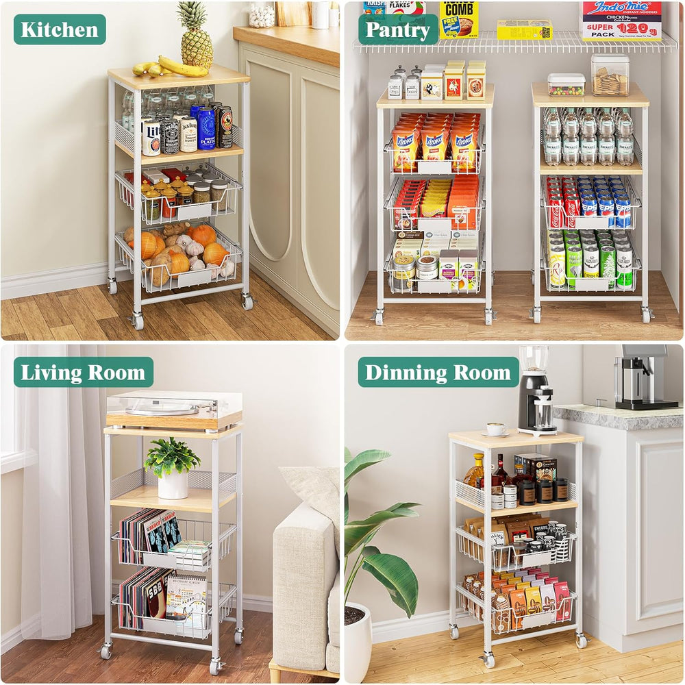 Giwil Vegetable Fruit Basket for Kitchen Pantry Organizers Storage, 4-Tier Ut...