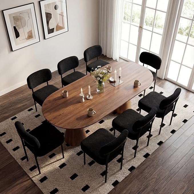 Dining Chairs, Black Boucle Dining Chairs, Kitchen Dining Room Chairs Curved ...