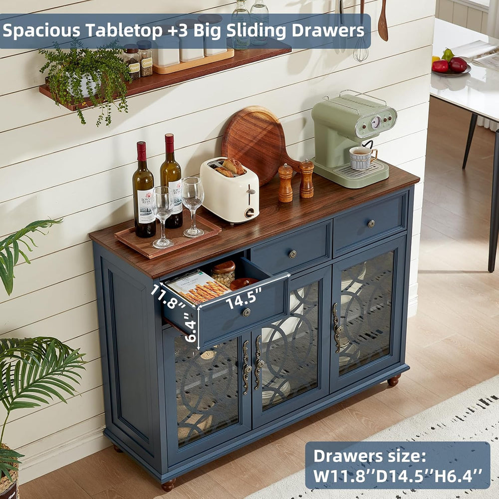 Joaxswe Farmhouse Sideboard Buffet Cabinet with Storage,48" Large Creden...
