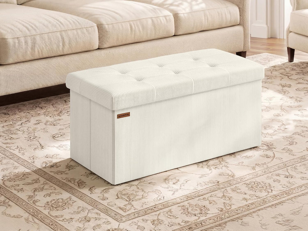 SONGMICS Mazie Collection - Storage Ottoman Bench, Foldable Foot Rest, 15 x 3...
