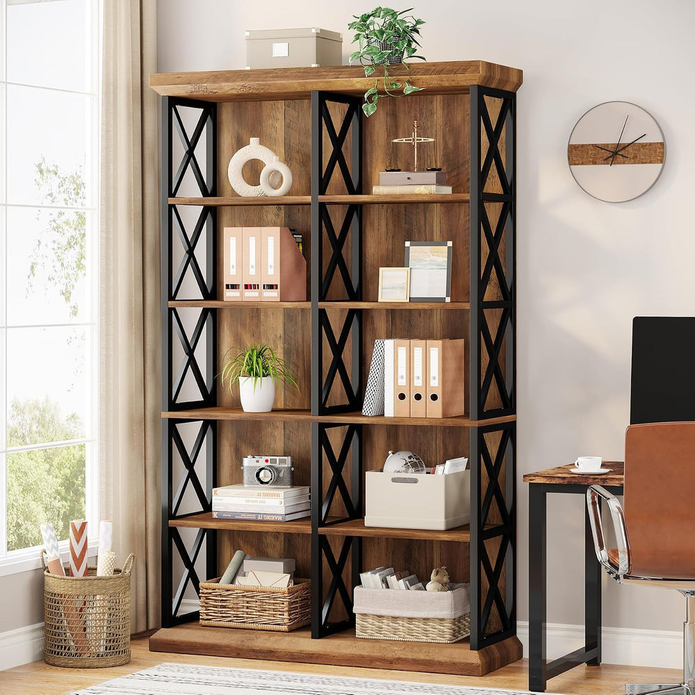 Tribesigns 75 Inch Tall Bookcase, Double Wide Bookshelves and Bookcase
