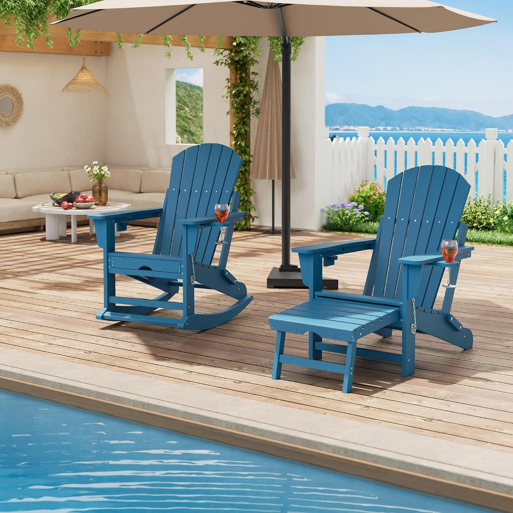 Rocking Adirondack Chairs, Folding Adirondack Rocking Chair With Footrest, Ad...