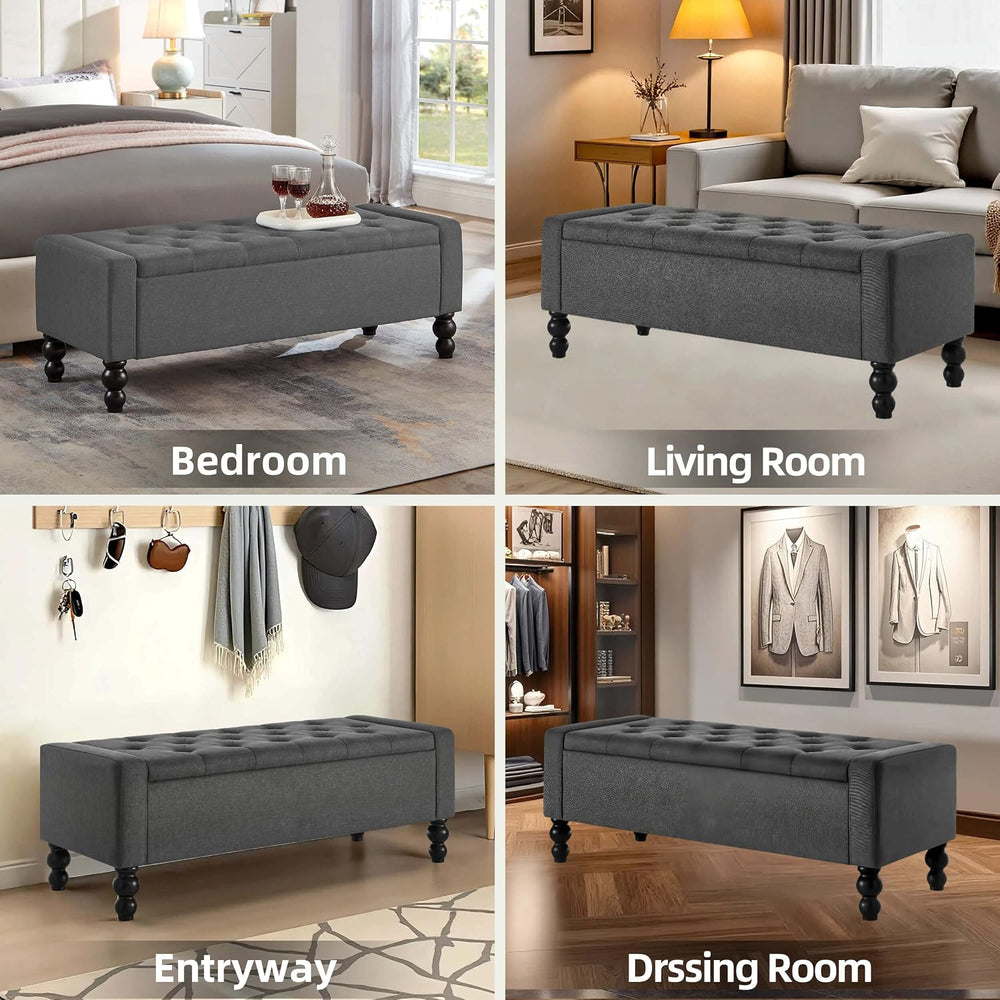 50" W Storage Ottoman Bench with Safety Hinge, Load up to 660 lb Ottoman...
