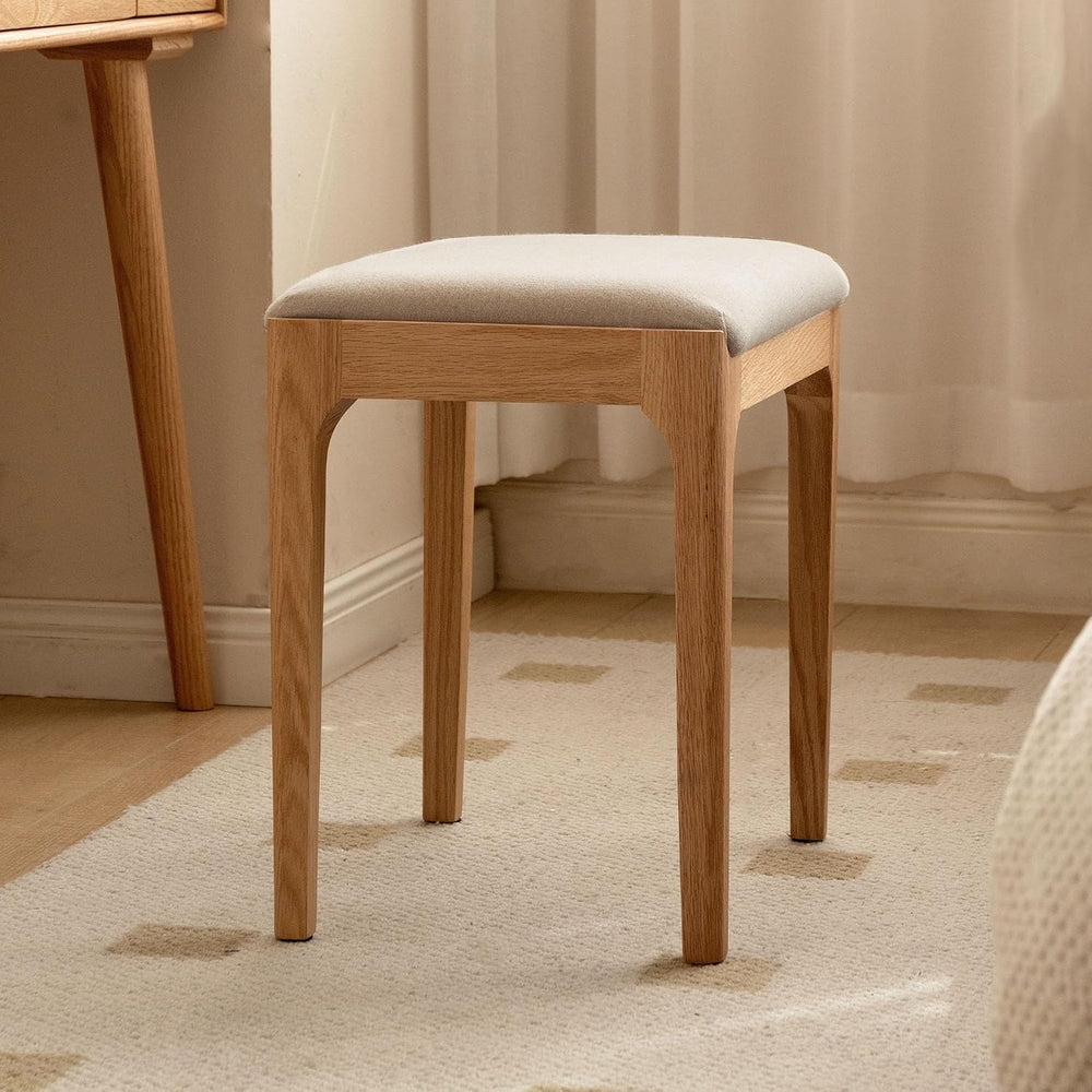 YESWOOD Solid Wood Small Vanity Stool Chair, High-Rebound Sponge Seat, Easy A...