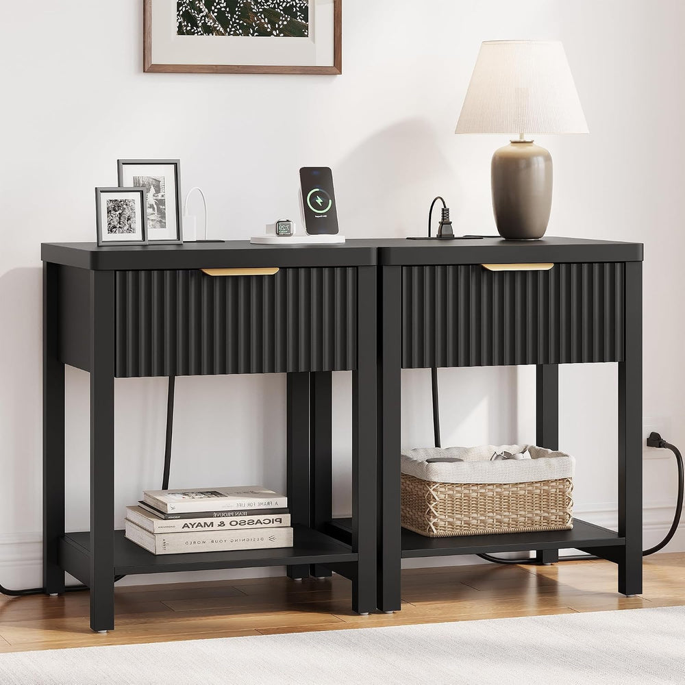 Fultyle Night Stand with Drawer, Mid Century Nightstand with Storage, Modern ...