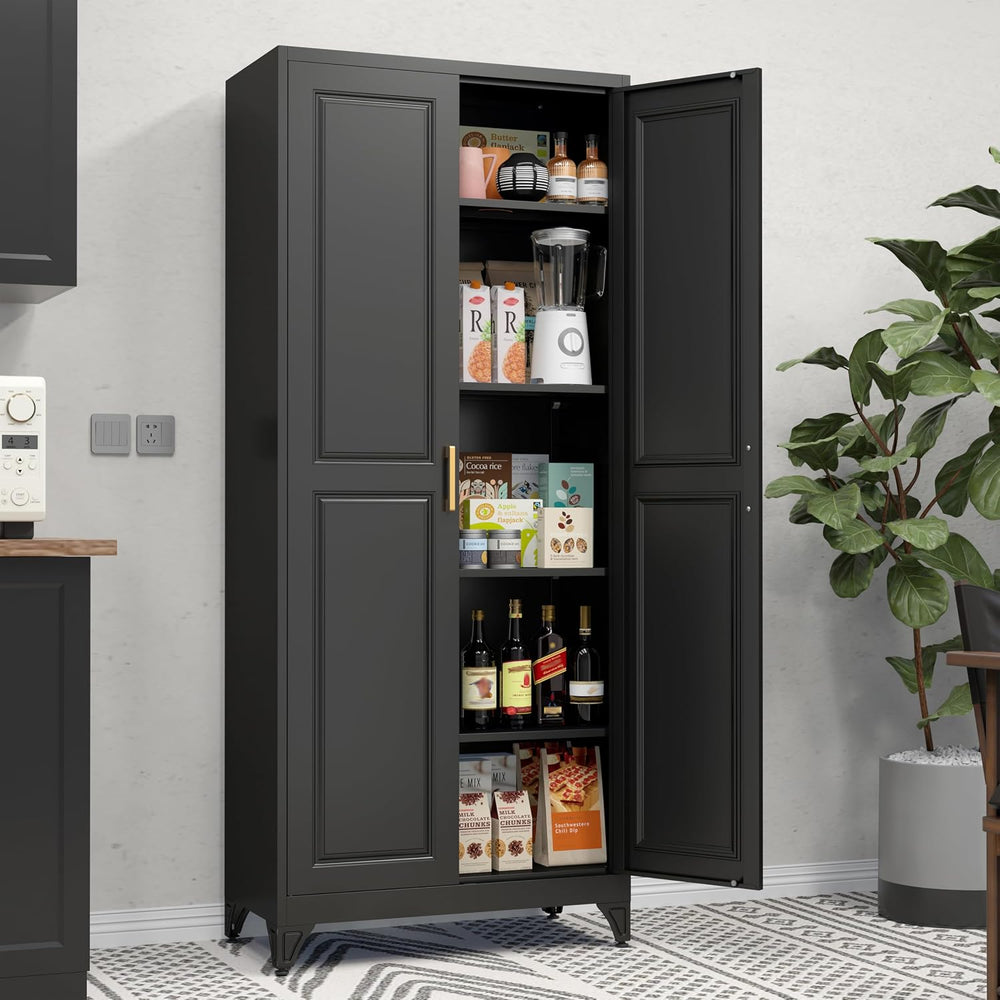 75" Tall Metal Storage Cabinet, Kitchen Pantry Storage Cabinets with Doo...