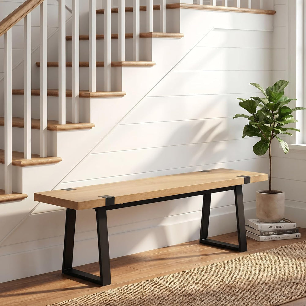 HNY 60" Entryway Bench Wood Dining Bench Bedroom Bench Modern Minimalist...