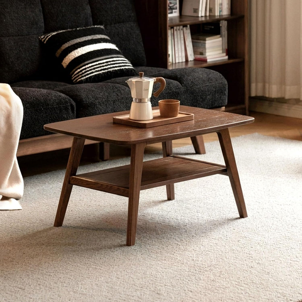 100% Solid Wood Coffee Table for Living Room, 31.5" Small Tables with Sh...