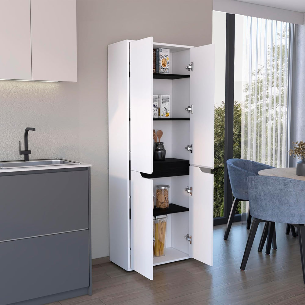 4-Door Kitchen Pantry Organizer Cabinet, Wooden Cupboard Credenza Bufffet Ser...