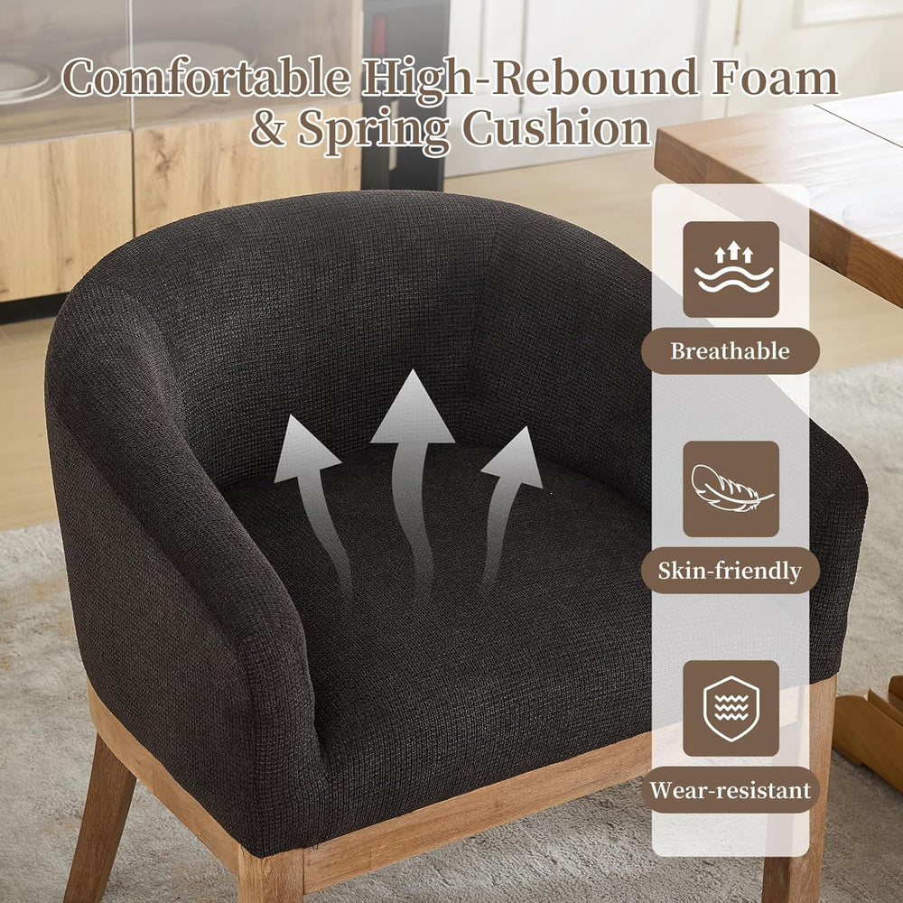 Mid Century Modern Dining Chairs Set of 2, Upholstered Linen Fabric Dining Ro...