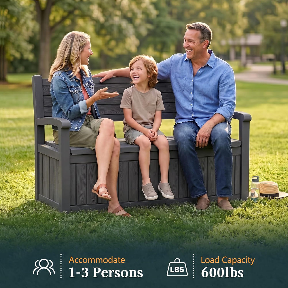 Outdoor Bench with Storage, Waterproof Garden Storage Bench, 100 Gallon Locka...
