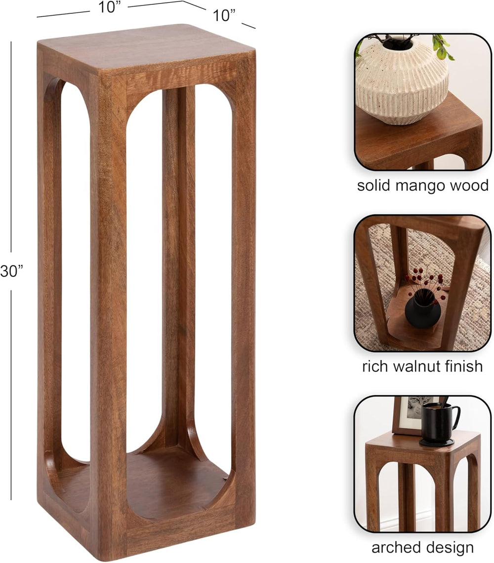 Kate and Laurel Dahl Mango Wood Square Tea Table, 10 x 10 x 30, Walnut Brown,...