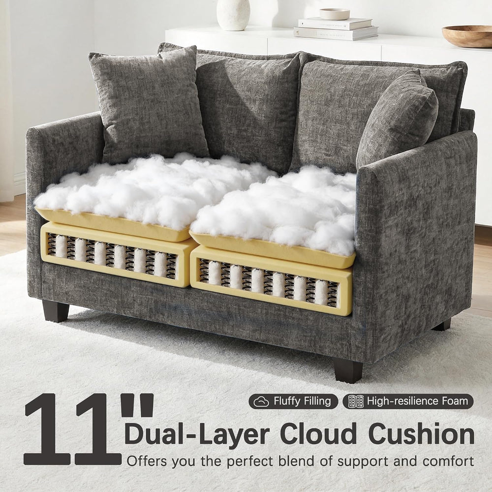 52'' Loveseat Sofa with Ottoman,Cloud Sofa Couch for Living Room | 27...