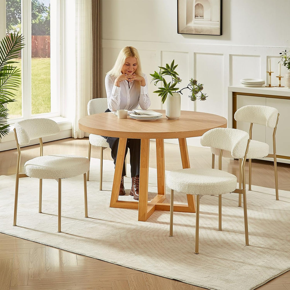 SoarFlash Dining Chairs, Beige Boucle Dining Chairs Set of 6, Kitchen Dining ...