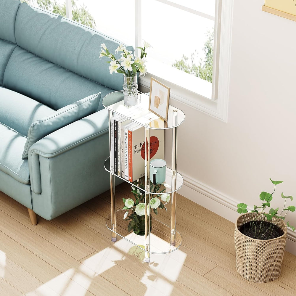 Clear Acrylic Narrow Side Table for Small Spaces, 15.75" L x 7.87" ...