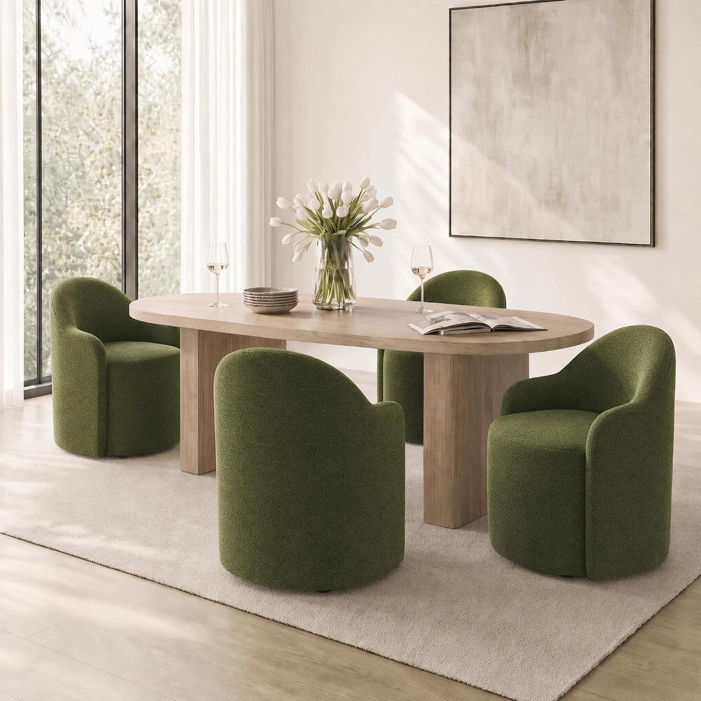 KISLOT Upholstered Dining Chairs Set of 4 with Caster, Pre-Assembled, Green |...