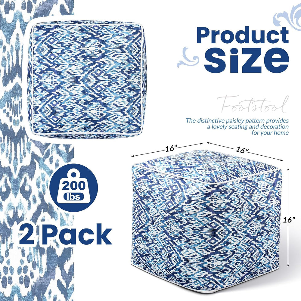 Juexica 2 Pack Inflatable Outdoor Ottoman Pouf Waterproof Cube 16" Squar...