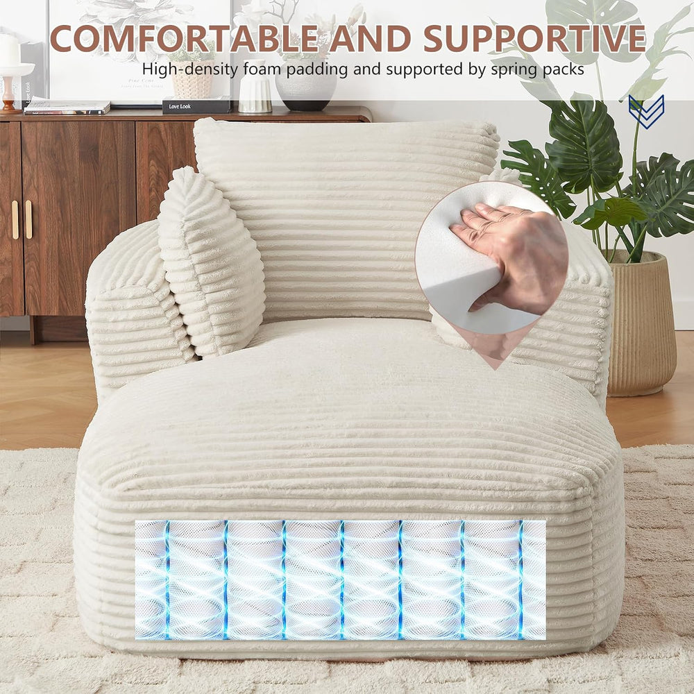 KIVENJAJA Oversized Chaise Lounge Chair Indoor, Corduroy Comfy Floor Sleeper ...