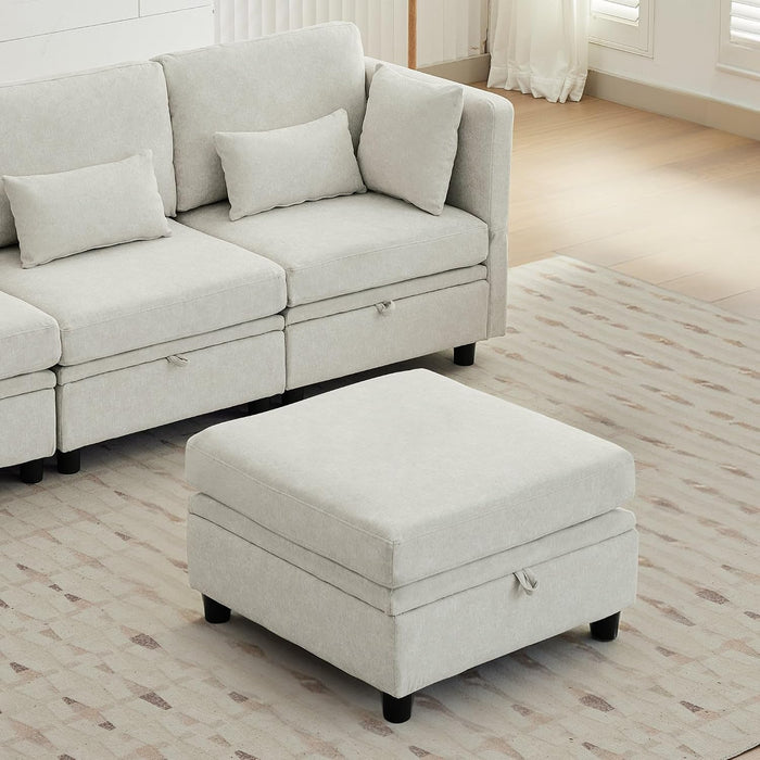 Korser Ottoman Module for Modular Sectional Sofa, Storage Ottoman Seat for Convertible Sectional Sofa Couch, Personalized Combination, Beige