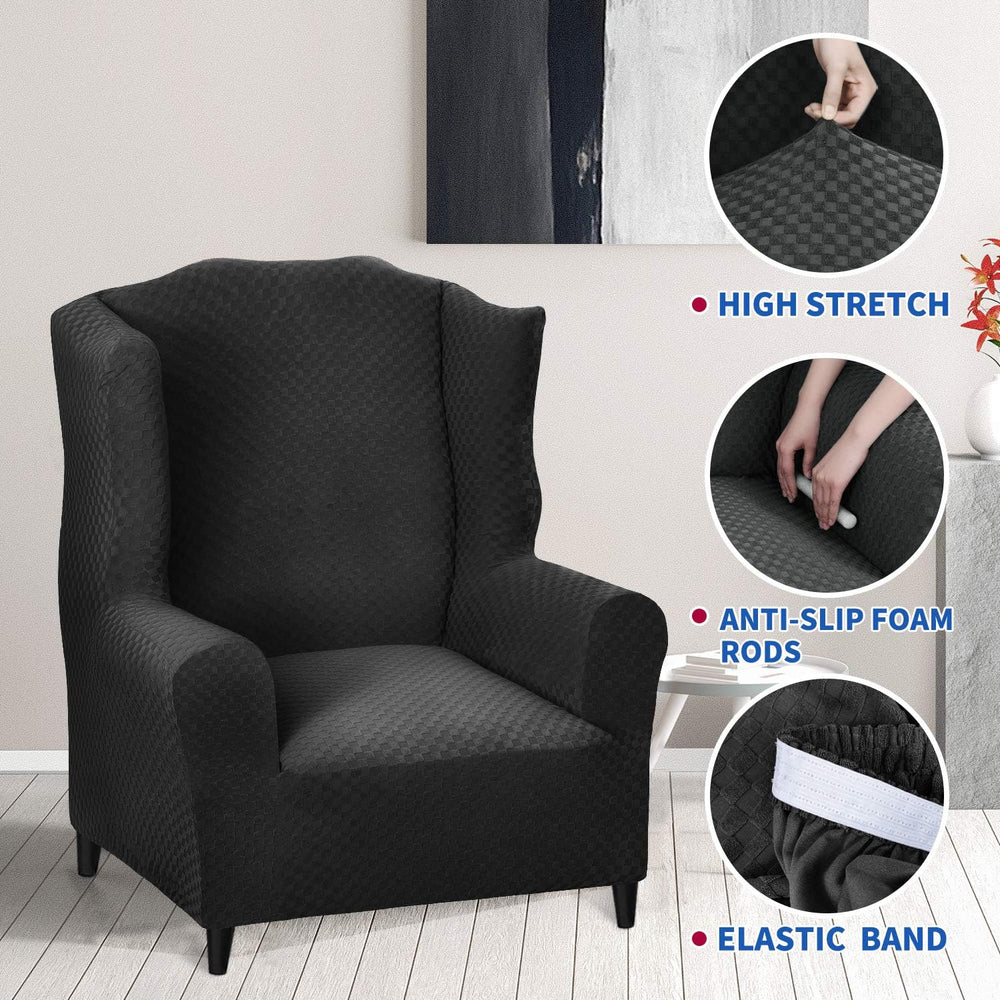 MAXIJIN Wingback Chair Covers 1-Piece Stretch Wing Chair Covers Soft Thick Wi...