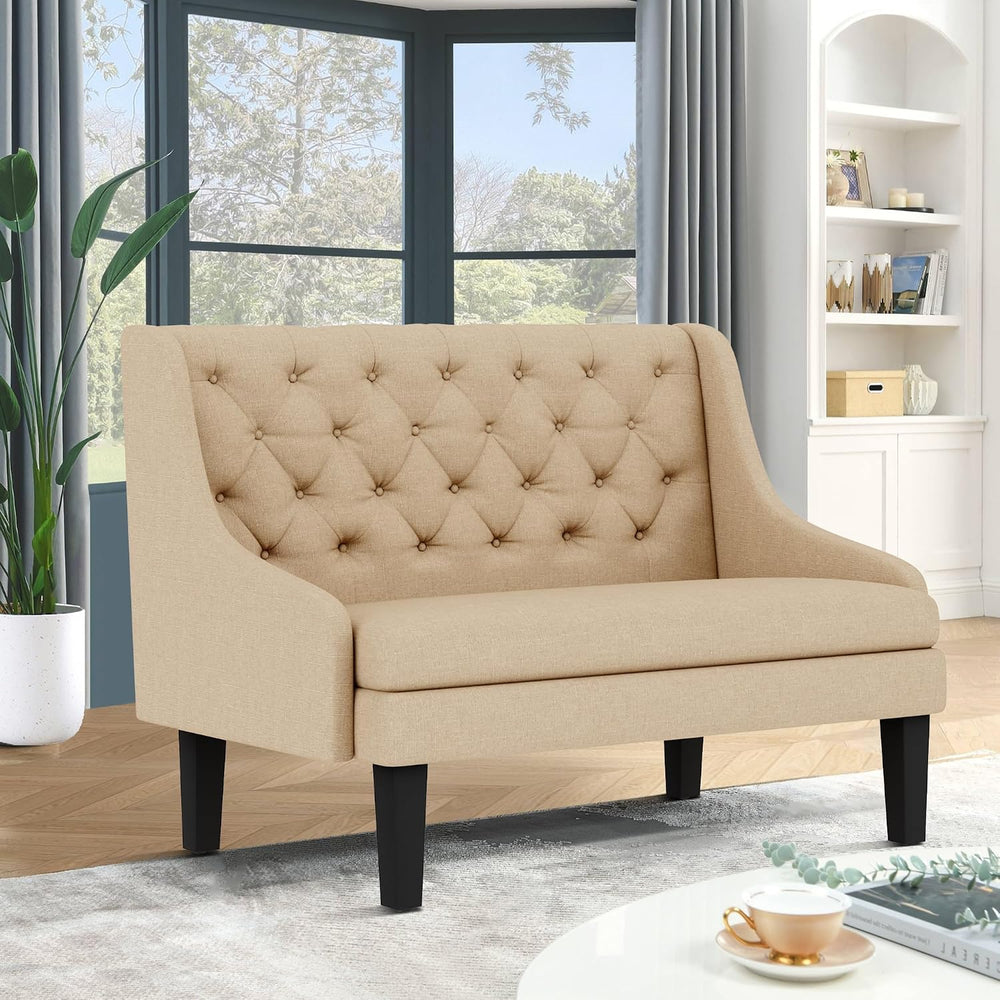 Settee Bench with Back Small Loveseat for Banquette Dining Room Living Room E...