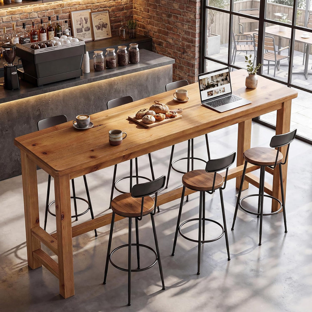 Tribesigns 63" Solid Wood Bar Table, Rectangular Counter Height Pub Table