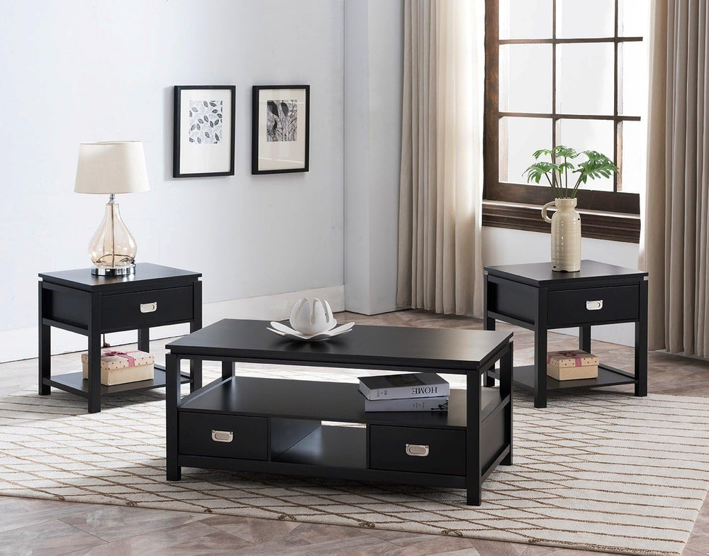 Kings Brand Furniture 3 Piece Black Finish Wood Storage Occasional Table Set,...